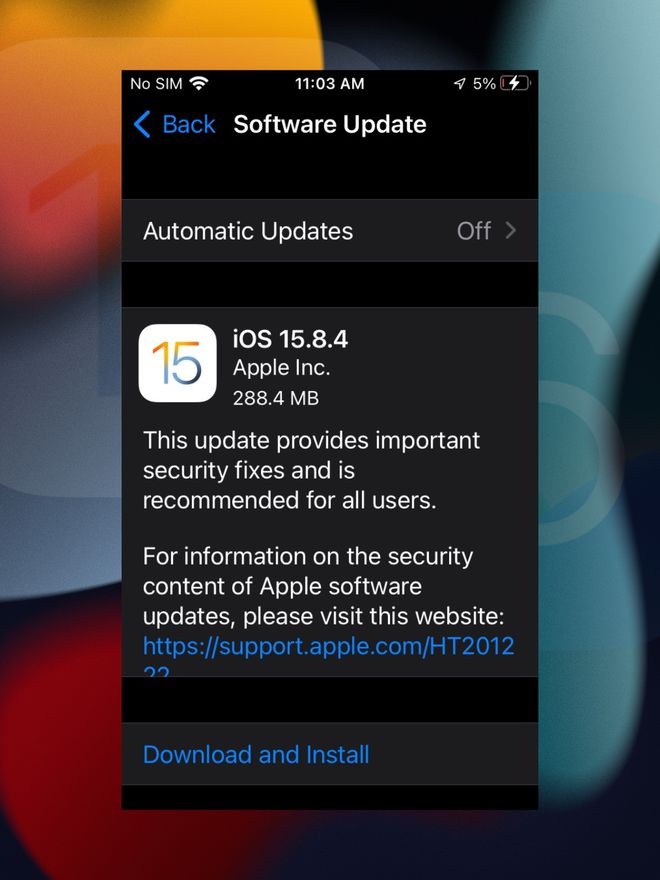 苹果发布iOS 1584、iOS 167